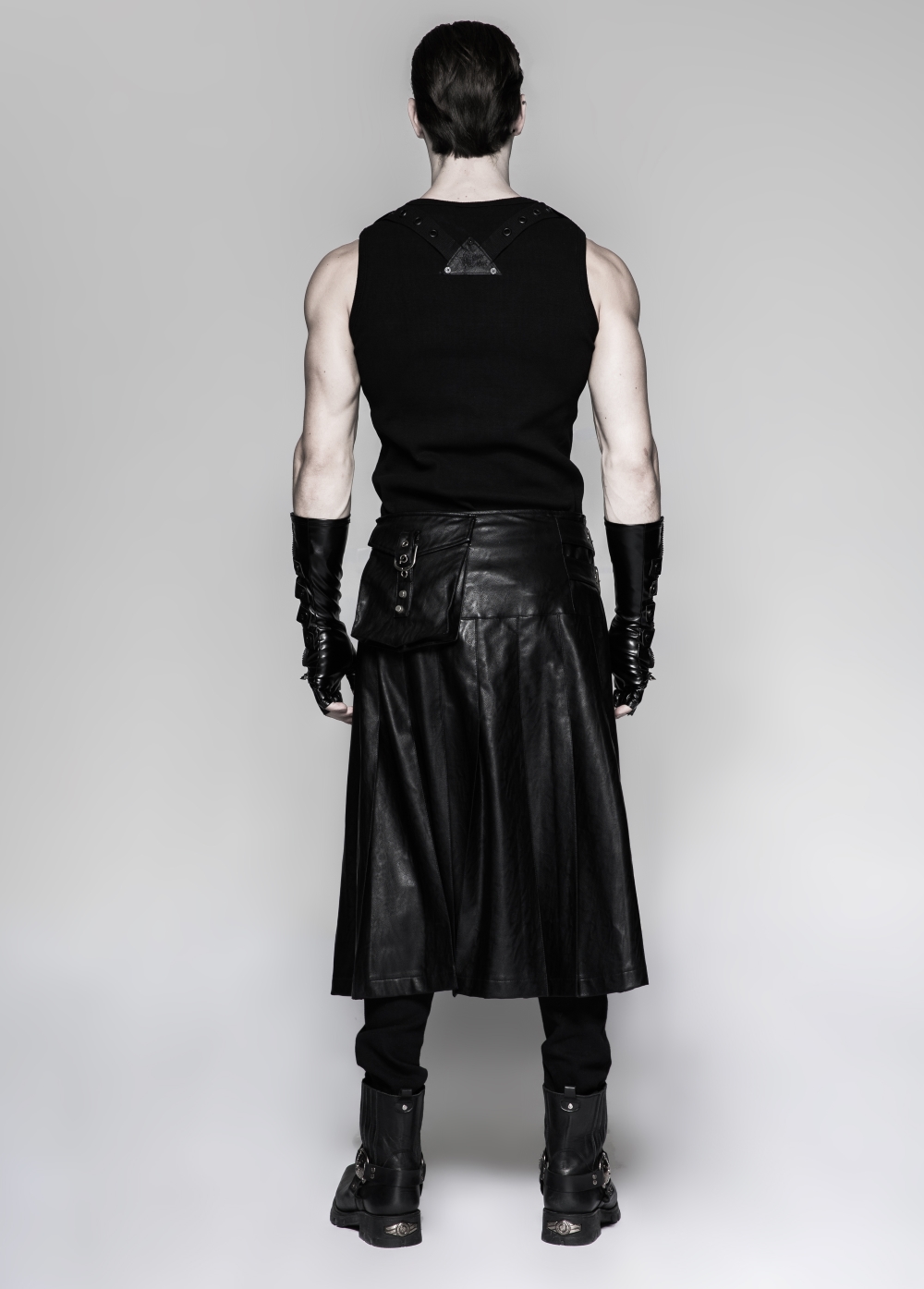 Longue Jupe gothique homme en simili cuir noir PUNK RAVE