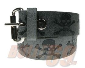 Ceinture gothique cuir 'grey skulls'