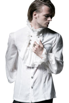 Chemise gothique blanche à jabot PUNK RAVE