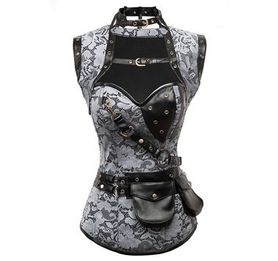 Corset gothique gris et sa mini cape