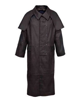 Manteau du cocher en cuir marron- Discobole