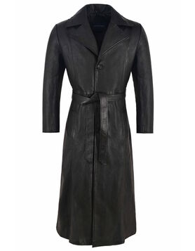 Manteau long en cuir noir 'Blade Hunter'