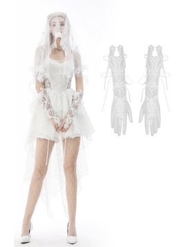 Mitaines Gothiques Blanches en Dentelle Dark In Love