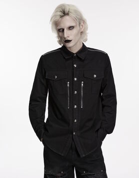 Chemise Goth Noire 'Shadow Division' - Punk Rave