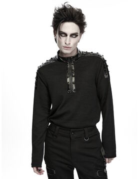 Pull gothique homme col zipp&eacute; Punk Rave - Iron Veil