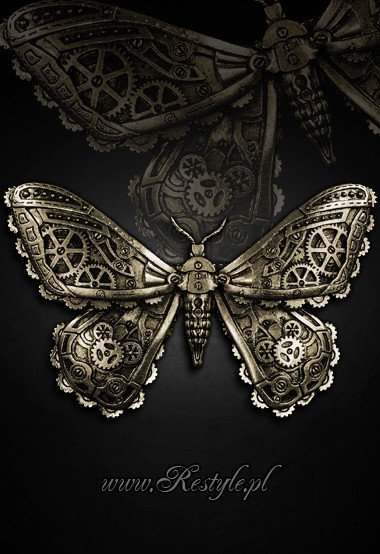 Hairclip gothique 'mechanical moth'
