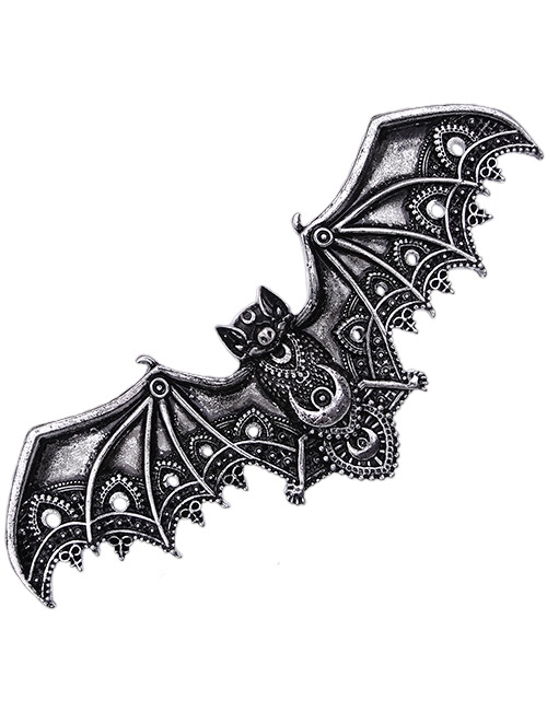 Barrette à cheveux gothique 'bat silver'