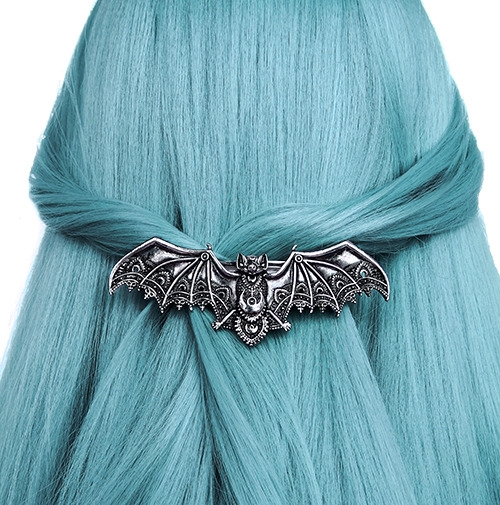 photo n°2 : Barrette à cheveux gothique 'bat silver'
