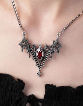 Collier gothique Relique &agrave; pierre rouge - Restyle