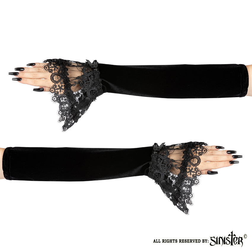 photo n°4 : Mitaines gothiques SINISTER en velours noir