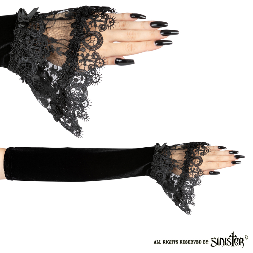 photo n°5 : Mitaines gothiques SINISTER en velours noir