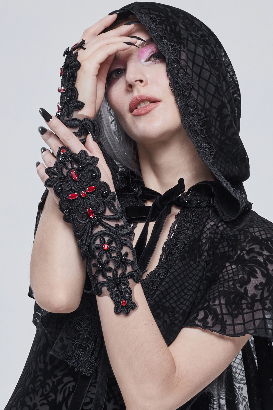 Paire de mitaines DEVIL FASHION 'red stones'