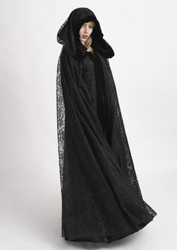 Longue cape gothique femme PUNK RAVE en velours noir wy1423