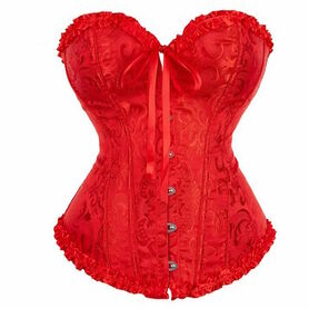 Corset gothique brocarde rouge