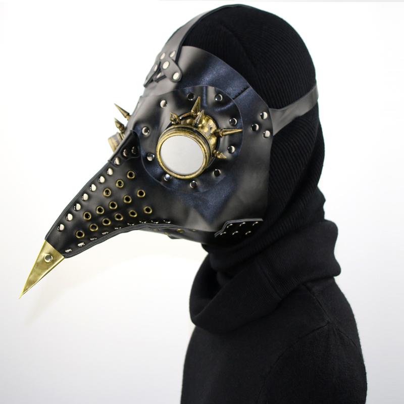 Masque gothique docteur de la peste en simili cuir noir