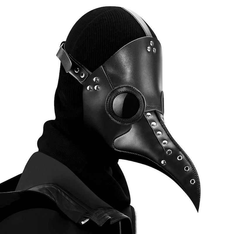 Masque gothique docteur de la peste en simili cuir noir