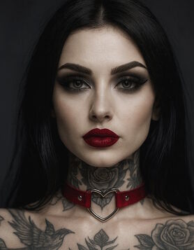 Collier gothique ras de cou en cuir rouge