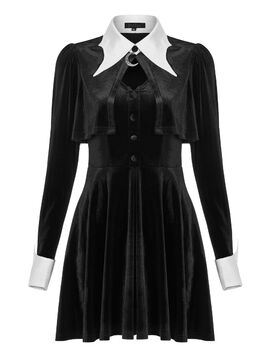Robe gothique noire et blanche style MERCREDI ADDAMS