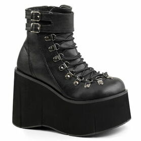 Bottines Gothiques En Cuir Vegan Noir Semelles Compens es DEMONIACULT