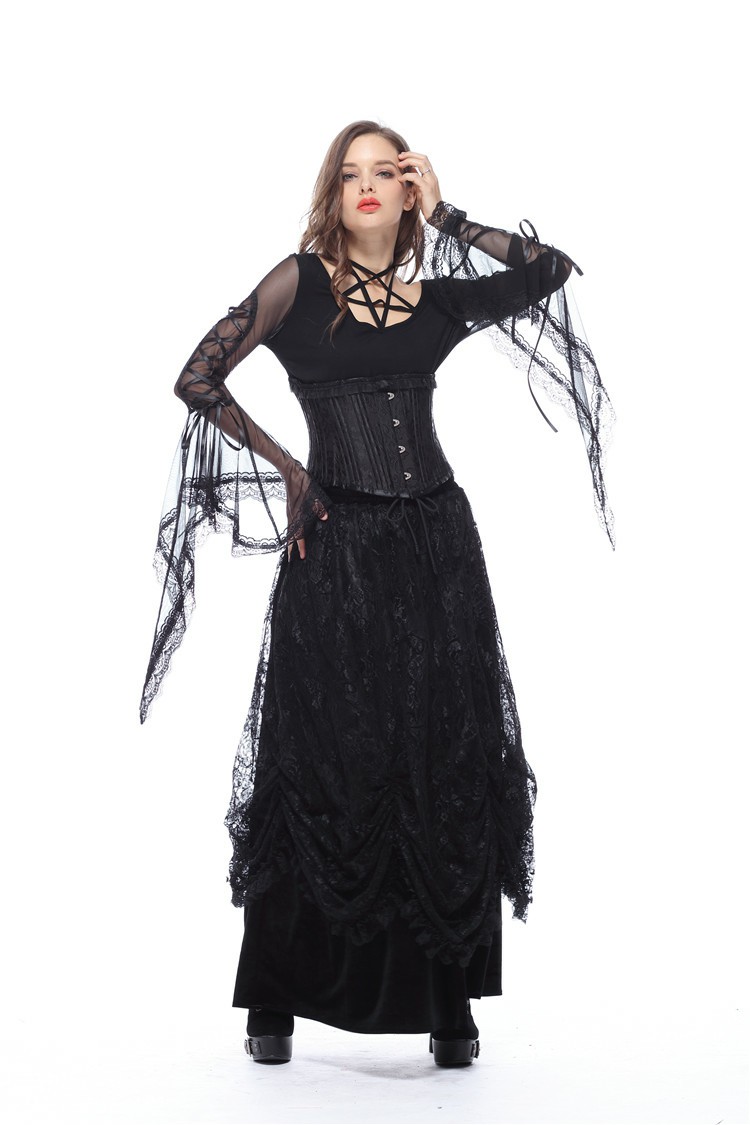Jupe Velours Noir Vintage Années 90 - Style Gothique Grunge - Taille M - Occasion Bon état