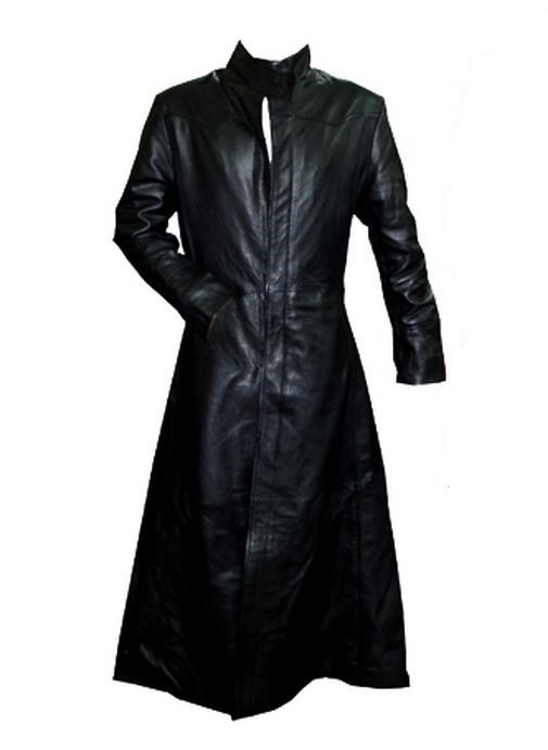 manteau cuir long noir