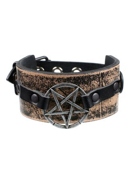 Bracelet cuir steampunk pentagramme