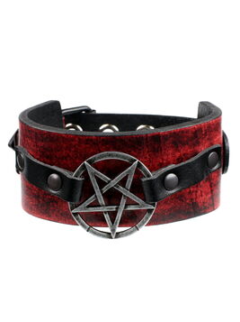 Bracelet cuir rouge pentagramme