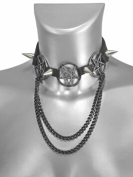 Collier cuir Pentagrammes