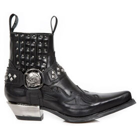 Santiags cuir noir New Rock M.7950-S9