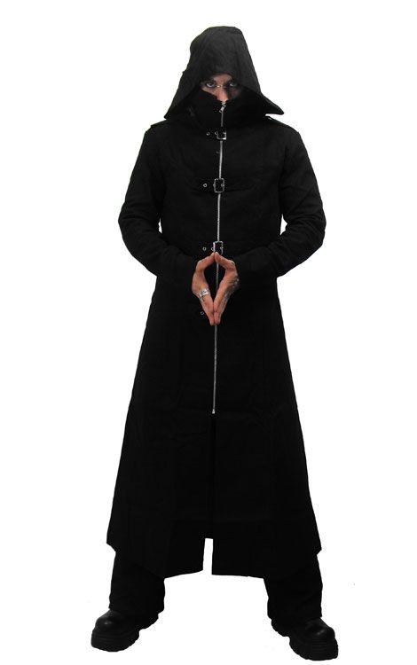 long manteau noir capuche