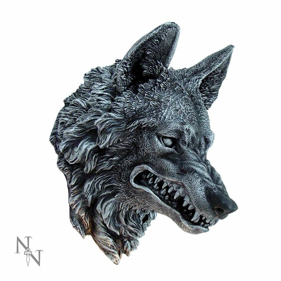 impressionnante Tête de loup murale de 30 cm en résine