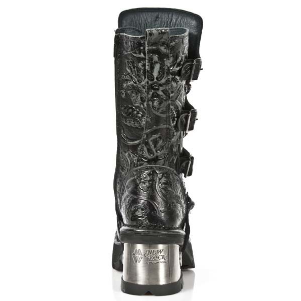 Bottes femmes en cuir noir New Rock M.373-QS3