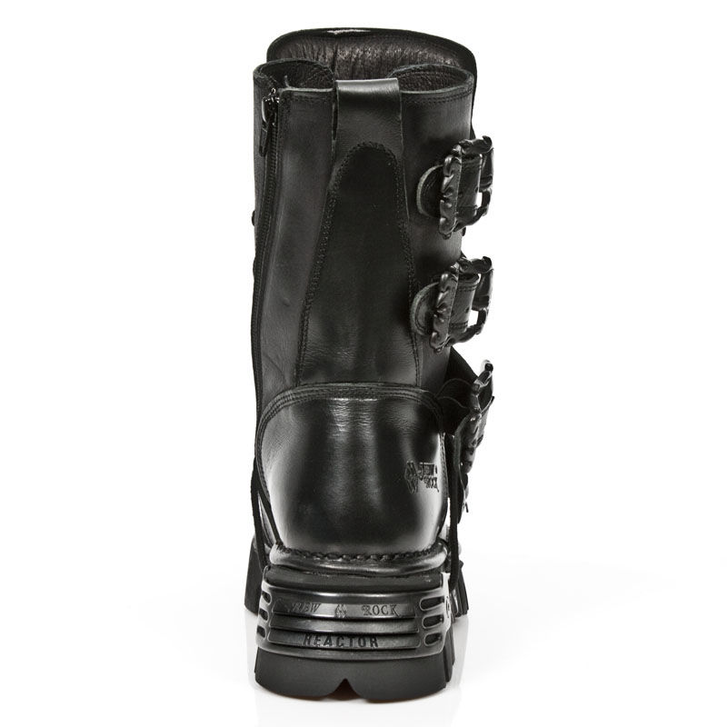 Stivali Pelle Nero New Rock Stivaletti Unisex 106 S1 Neri Metallizzati Con Plateau Stile Gotico Punk 3 Punk Rock