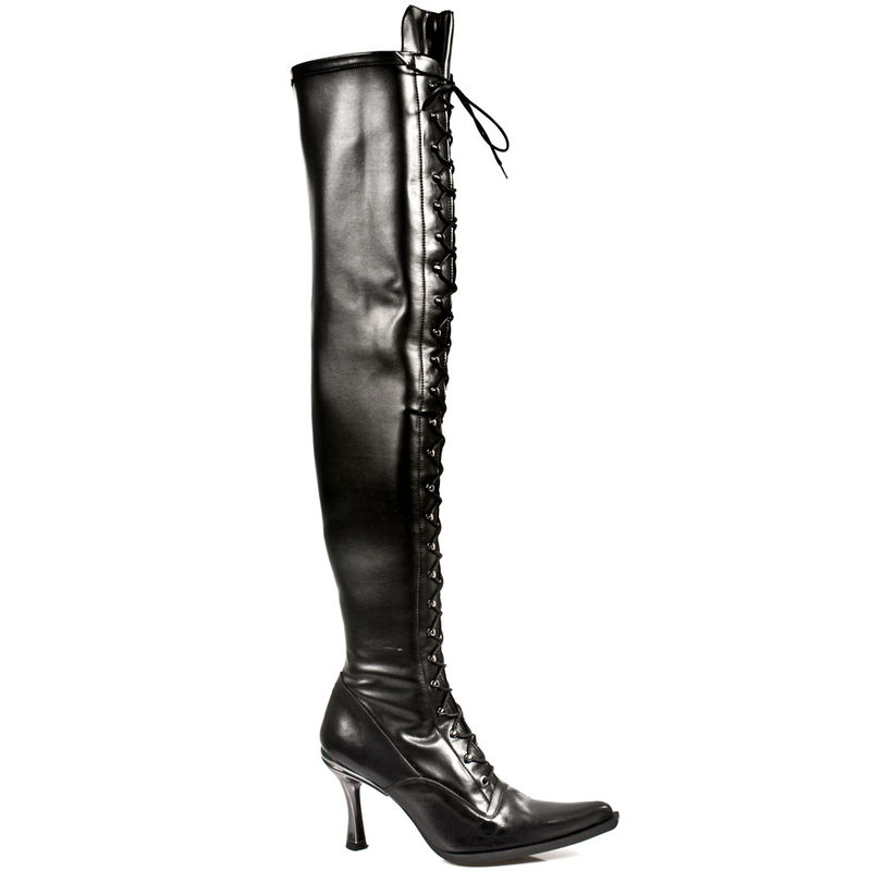 Cuissardes en cuir noir New Rock M.9026 C10