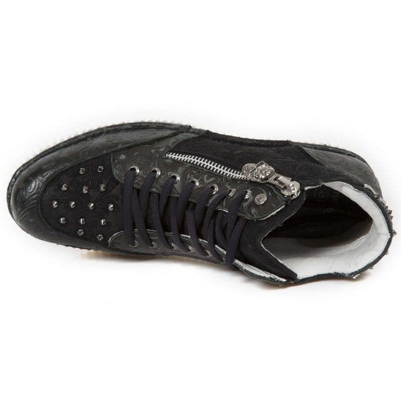 Baskets noires en cuir New Rock