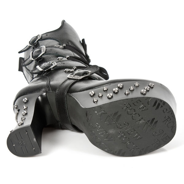 Bottes noires en cuir New Rock
