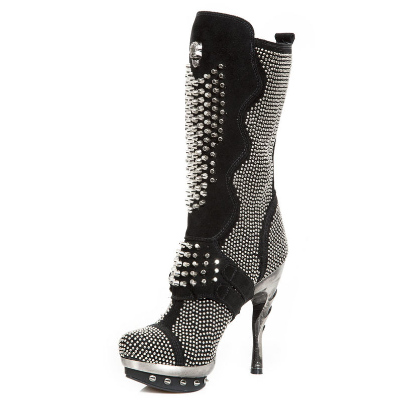 Bottes New Rock Taille 41 - Fabriquées En Espagne - Cuir Noir - Occasion Bon État