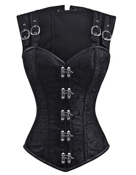 Corset Gothique Long Brocard - Serment d'Ombre