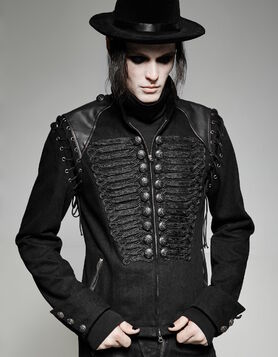 Veste Gothique Militaire Steampunk Homme - Black Regiment - Punk Rave