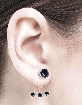 Boucles d'oreilles en argent 925 'Triple Noir'