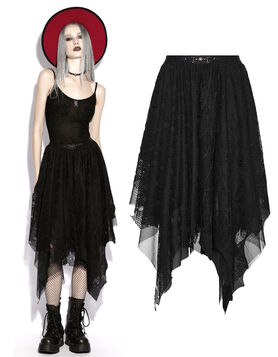 Jupe Gothique Asym&eacute;trique Bat Mesh - Punk Rave