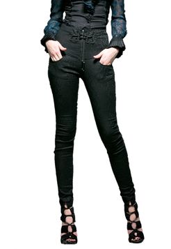 Legging Gothique Femme Avec Boucles - Noir, Style Punk - Confortable Pour Loisirs, Sport, Sortie - Coupe Skinny élastique