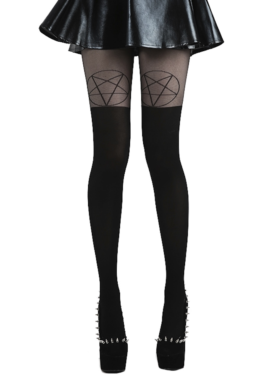 photo n°2 : Collants gothiques opaques 'pentagramme'