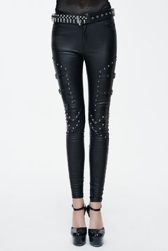 Pantalon slim DEVIL FASHION look cuir