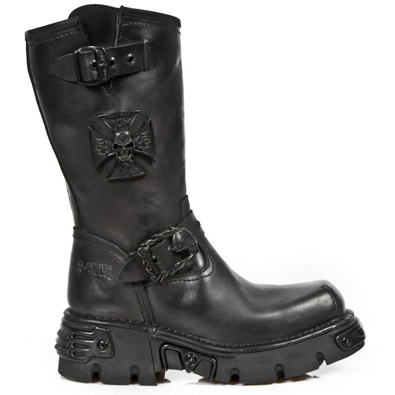 Bottes biker's cuir noir NEW ROCK M.1601-S8