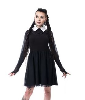 Déguisement Halloween fille - Robe gothique style Mercredi Addams