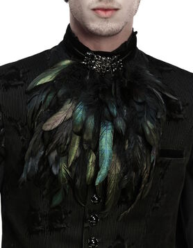 Jabot Gothique &agrave; Plumes Raven Majesty - Punk Rave
