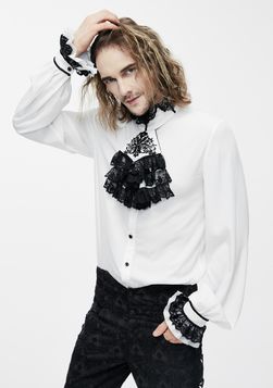 Chemise gothique blanche à jabot