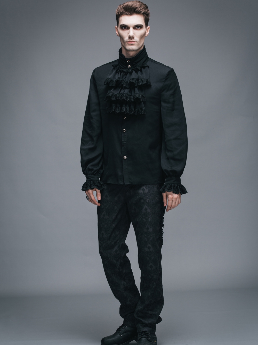 Chemise Homme Médiévale Gothique - Col Jabot Et Manches à Volants - Style Steampunk, Pirate, Renaissance - Pour Cosplay Et Fêtes