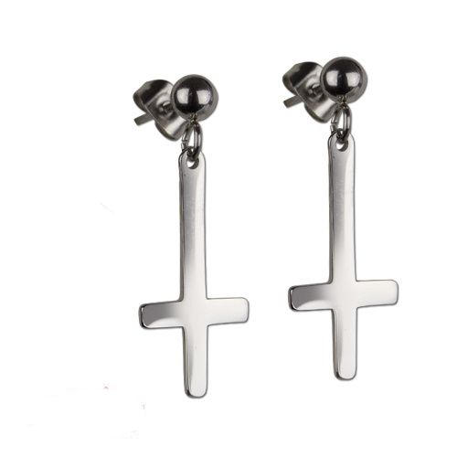 Paire de boucles d'oreilles croix inversées